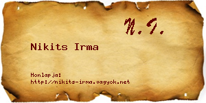 Nikits Irma névjegykártya